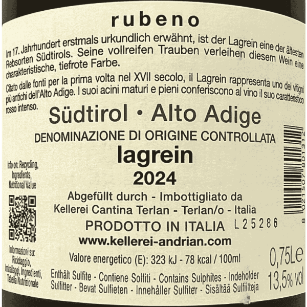 Lagrein Rubeno Alto Adige DOC 2024 -...