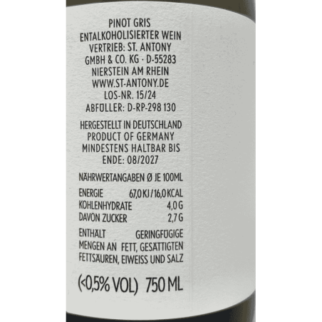 Pinot Gris Grauburgunder Alkoholfrei - St. Antony
