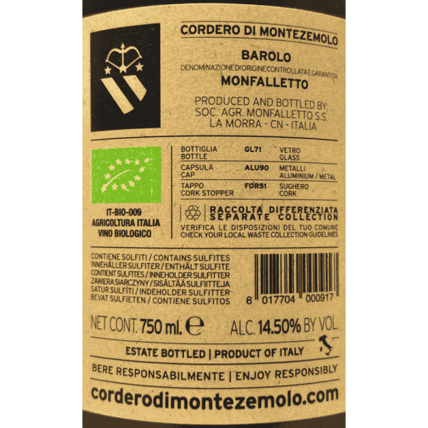 Barolo Monfalletto DOCG 2020 Bio - Cordero di Montezemolo Barolo Monfalletto DOCG 2020 Bio - Cordero di Montezemolo