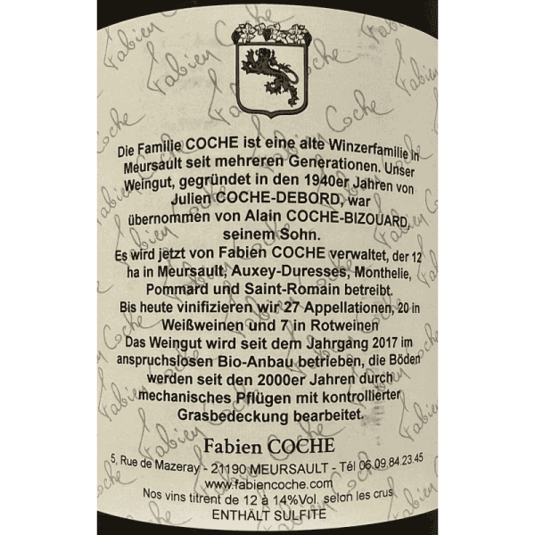 Bourgogne Cote d´Or Chardonnay AOC 2022 - Fabien Coche Bourgogne Cote d´Or Chardonnay AOC 2022 - Fabien Coche