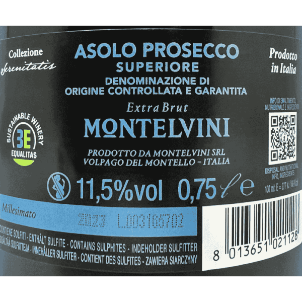 Prosecco Asolo Superiore Extra Brut Millesimato DOCG 2023 - Montelvini Prosecco Asolo Superiore Extra Brut Millesimato DOCG 2023 - Montelvini
