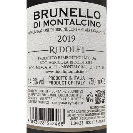 Brunello di Montalcino DOCG 2019 - Ridolfi