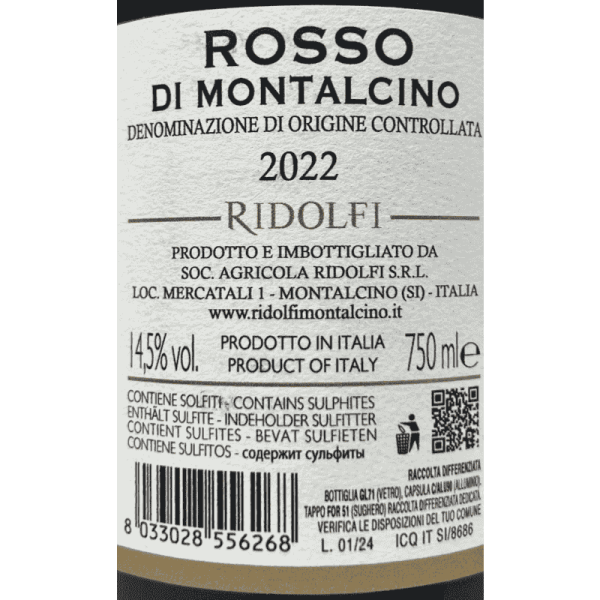 Rosso di Montalcino DOCG 2022 - Ridolfi Rosso di Montalcino DOCG 2022 - Ridolfi