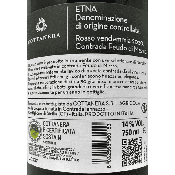 Etna Rosso Contrada Feudo di Mezzo DOC 2020 - Cottanera Etna Rosso Contrada Feudo di Mezzo DOC 2020 - Cottanera