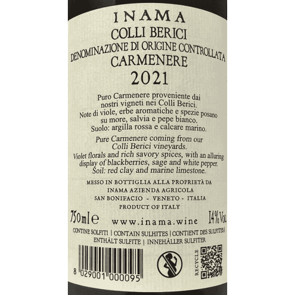 Carmenere Carminium Colli Iberici DOC 2021 - Inama Carmenere Carminium Colli Iberici DOC 2021 - Inama