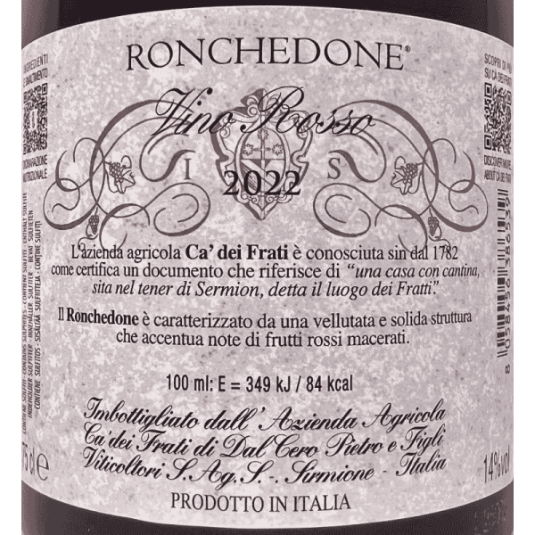 Ronchedone Vino Rosso VdT 2022 - Ca dei Frati Ronchedone Vino Rosso VdT 2022 - Ca dei Frati