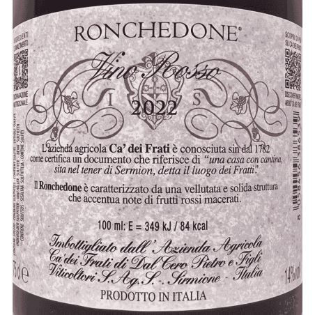 Ronchedone Vino Rosso VdT 2022 - Ca dei Frati