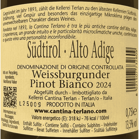 Weissburgunder Alto Adige DOC 2024 - Cantina Terlan