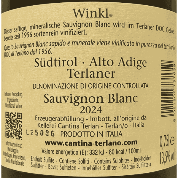 Sauvignon Blanc Winkl Alto Adige Terlano DOC 2024 - Cantina Terlan Sauvignon Blanc Winkl Alto Adige Terlano DOC 2024 - Cantina Terlan