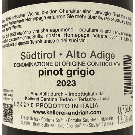 Pinot Grigio Alto Adige DOC 2023 - Cantina Andrian