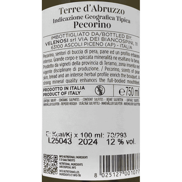 Pecorino Colli Aprutini Prope IGT 2024 - Velenosi Pecorino Colli Aprutini Prope IGT 2024 - Velenosi