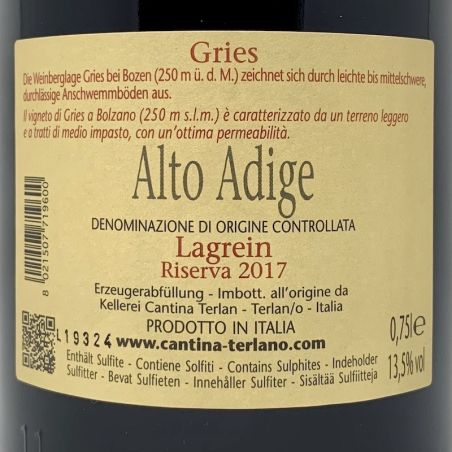 Lagrein Riserva Gries Alto Adige DOC 2017 - Cantina Terlan