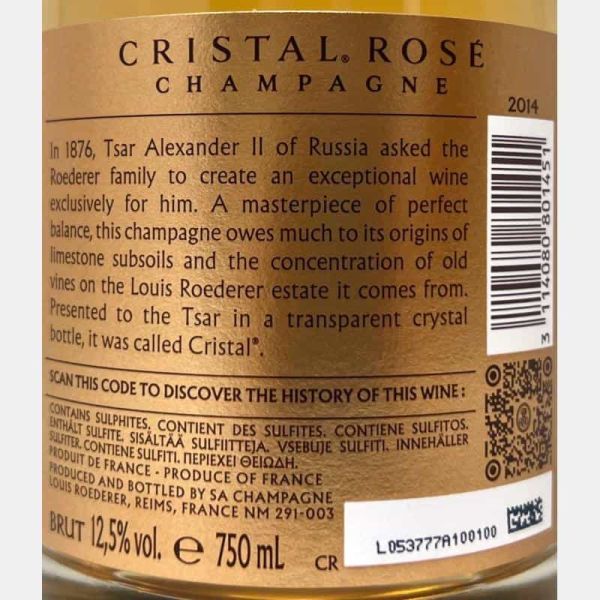 Champagne Cristal Rosé Brut 2014 Gift...