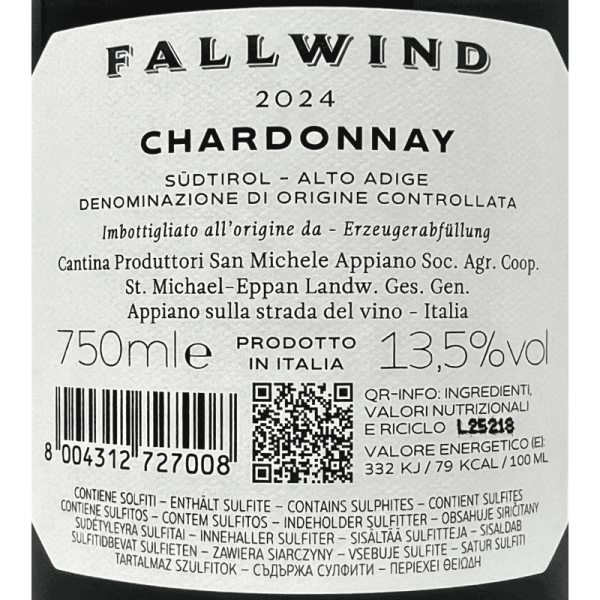 Chardonnay Fallwind Alto Adige DOC 2024 - St. Michael-Eppan
