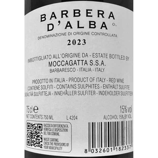 Barbera d'Alba DOC 2023 - Moccagatta
