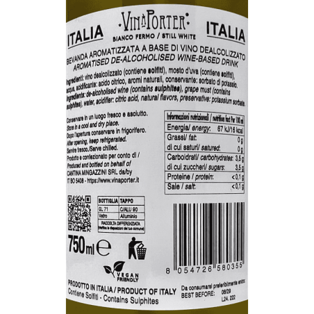 Vino Bianco Fermo Sotto Zero Dealcolato 0,0% - Vin a Porter