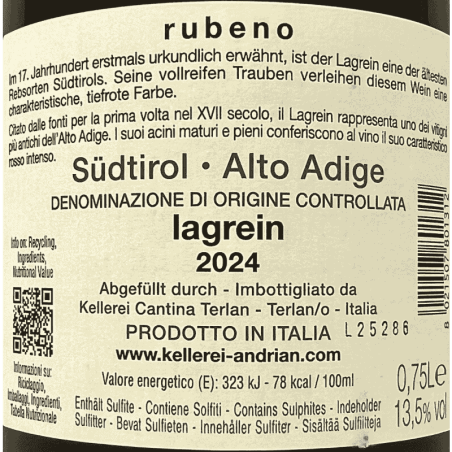 Lagrein Rubeno Alto Adige DOC 2024 - Cantina Andrian