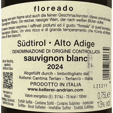 Sauvignon Blanc Floreado Alto Adige DOC 2024 - Cantina Andrian
