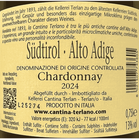 Chardonnay Alto Adige DOC 2024 - Cantina Terlan