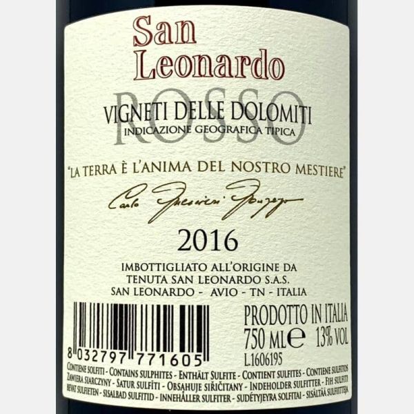 San Leonardo Rosso Vigneti delle Dolomiti IGT 2016 – San Leonardo San Leonardo Rosso Vigneti delle Dolomiti IGT 2016 – San Leonardo