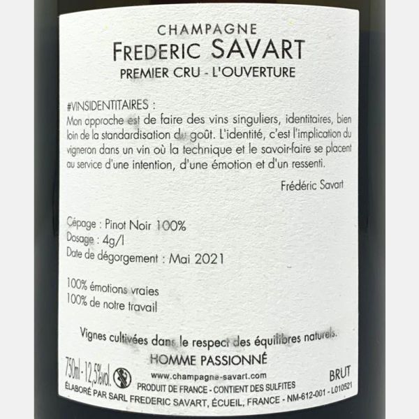 Champagne L'Ouverture Premier Cru Brut - Frederic Savart Champagne L'Ouverture Premier Cru Brut - Frederic Savart