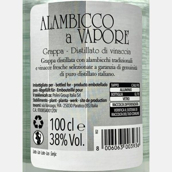 Grappa Alambicco a Vapore 1L 38% Vol. - Polini Grappa Alambicco a Vapore 1L 38% Vol. - Polini