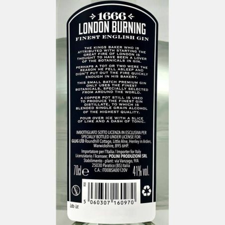 Gin London Burning 1666 0,7L 41%Vol. - Polini