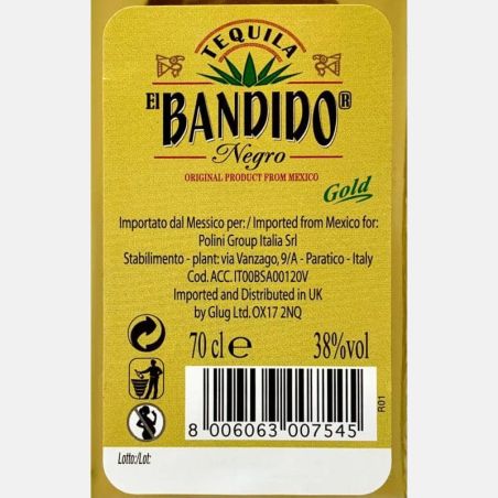Tequila El Bandido Negro Gold Premium 0,7L 38%Vol. - Polini