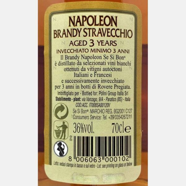 Napoleon Brandy Se Si Bon Aged 3 Years 0,7L 38%Vol. - Polini Napoleon Brandy Se Si Bon Aged 3 Years 0,7L 38%Vol. - Polini