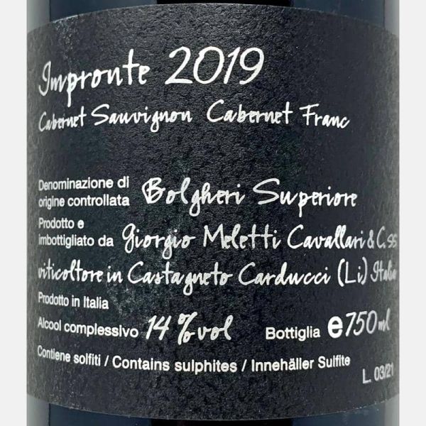 Bolgheri Rosso Superiore Impronte DOC 2019 - Giorgio Meletti Cavallari Bolgheri Rosso Superiore Impronte DOC 2019 - Giorgio Meletti Cavallari