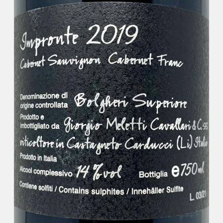 Bolgheri Rosso Superiore Impronte DOC 2019 - Giorgio Meletti Cavallari