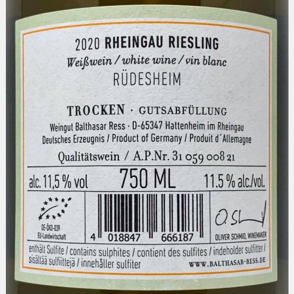Riesling Rheingau Rudesheim trocken...