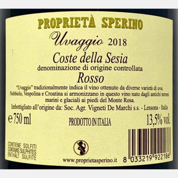 Uvaggio Rosso Coste della Sesia DOC 2018 - Proprieta Sperino Uvaggio Rosso Coste della Sesia DOC 2018 - Proprieta Sperino