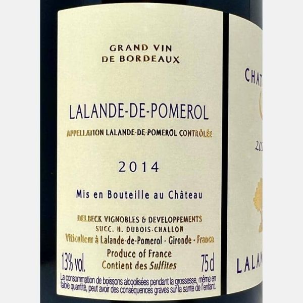 Lalande de Pomerol Bordeaux Rouge AOC 2014 - Chateau Ame de Musset Lalande de Pomerol Bordeaux Rouge AOC 2014 - Chateau Ame de Musset
