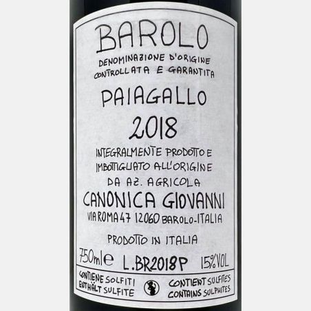 Barolo Paiagallo DOCG 2018 - Giovanni Canonica