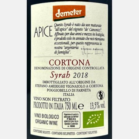 Syrah Apice Cortona DOC 2018 Bio - Stefano Amerighi
