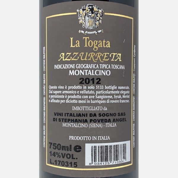 Azzurreta Rosso Toscana IGT 2012 - La Togata Azzurreta Rosso Toscana IGT 2012 - La Togata