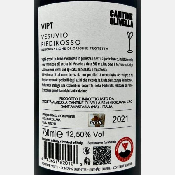 Piedirosso Vesuvio Rosso Vipt DOP 2021 - Cantine Olivella Piedirosso Vesuvio Rosso Vipt DOP 2021 - Cantine Olivella