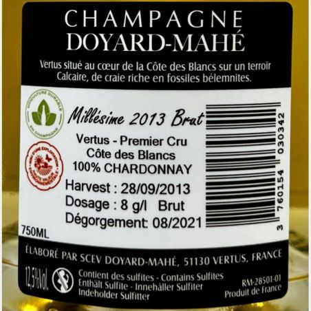 Champagne Blanc de Blancs Vertus Premier Cru Millésime Brut 2013 - Doyard-Mahe
