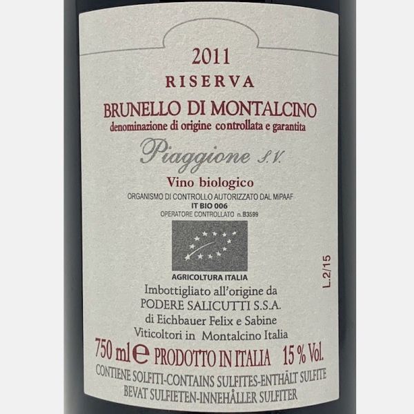Brunello di Montalcino Riserva Piaggione DOCG 2011 Bio - Podere Salicutti Brunello di Montalcino Riserva Piaggione DOCG 2011 Bio - Podere Salicutti