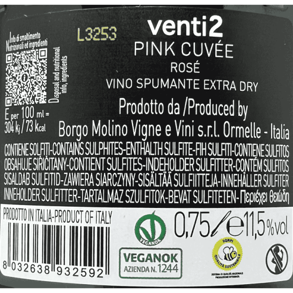 Spumante Pink Cuvée Venti2 Extra Dry - Borgo Molino Spumante Pink Cuvée Venti2 Extra Dry - Borgo Molino