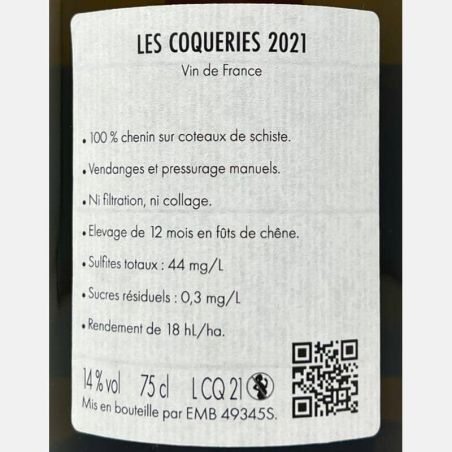 Chenin Blanc Les Coqueries VdF 2021 - Château de Bonnezeaux