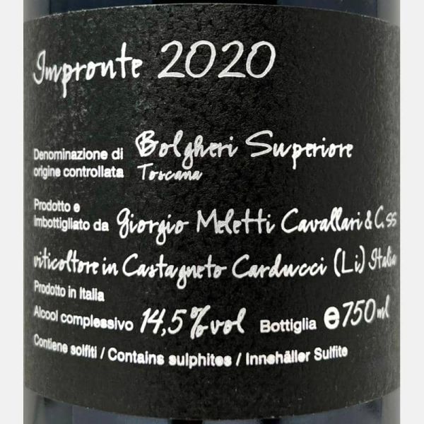 Bolgheri Rosso Superiore Impronte DOC 2020 - Giorgio Meletti Cavallari Bolgheri Rosso Superiore Impronte DOC 2020 - Giorgio Meletti Cavallari