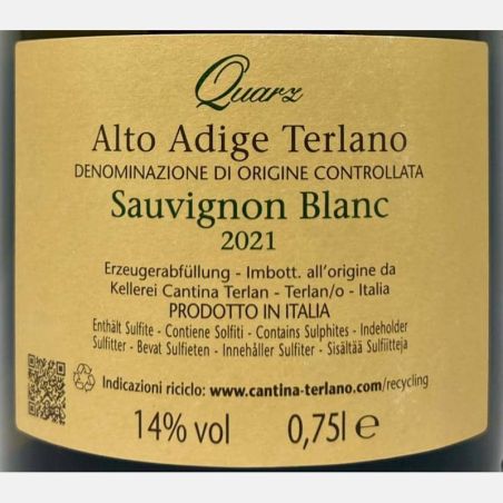 Sauvignon Blanc Quarz Alto Adige Terlano DOC 2021 - Cantina Terlan