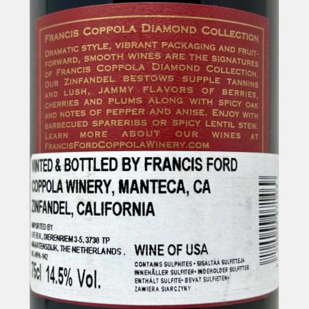Zinfandel Diamond Collection Napa Valley AVA 2019 - Francis Ford Coppola