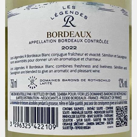 Les Légend R Blanc Bordeaux AOC 2022 - Domaines Barons de Rothschild Lafite