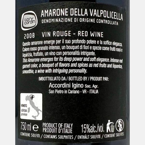 Amarone della Valpolicella Ilary Cordin DOC 2008 - Accordini Igino Amarone della Valpolicella Ilary Cordin DOC 2008 - Accordini Igino