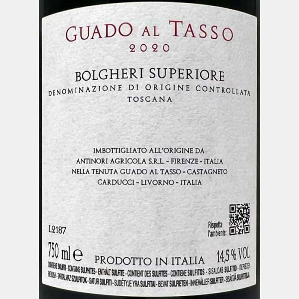 Bolgheri Superiore Guado al Tasso DOC 2020 - Antinori Tenuta Guado al Tasso Bolgheri Superiore Guado al Tasso DOC 2020 - Antinori Tenuta Guado al Tasso