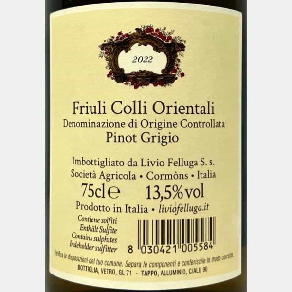 Pinot Grigio Friuli Colli Orientali DOC 2022 - Livio Felluga Pinot Grigio Friuli Colli Orientali DOC 2022 - Livio Felluga
