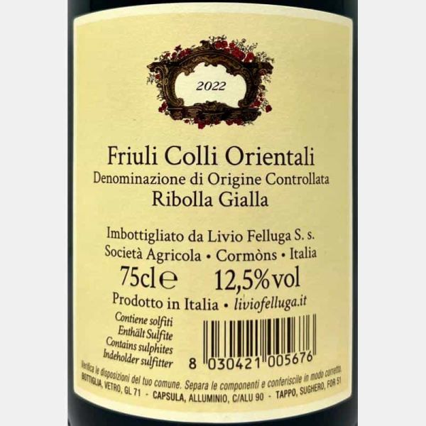 Ribolla Gialla Friuli Colli Orientali DOC 2022 - Livio Felluga Ribolla Gialla Friuli Colli Orientali DOC 2022 - Livio Felluga